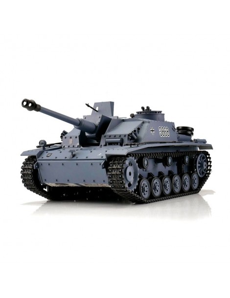 RC tankas Sturmgeschütz III 1:16 BB+IR su metaliniais vikšrais grey