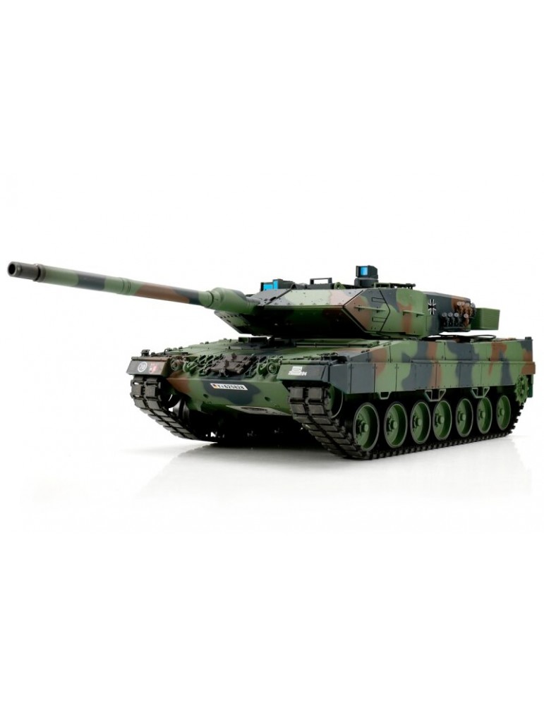RC tankas 1/16 Leopard 2A6 camo BB+IR su metaliniais vikšrais
