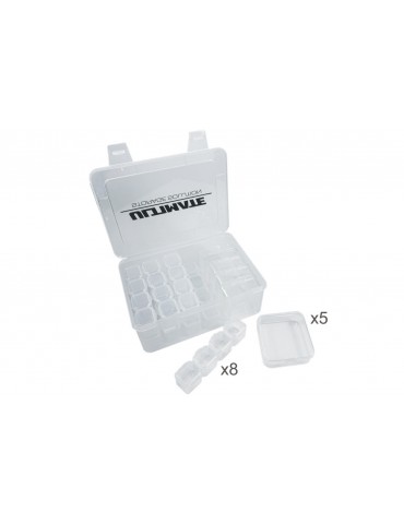 PLASTIC BOX W/ 5 MED & 32 SMALL INNER BOXES