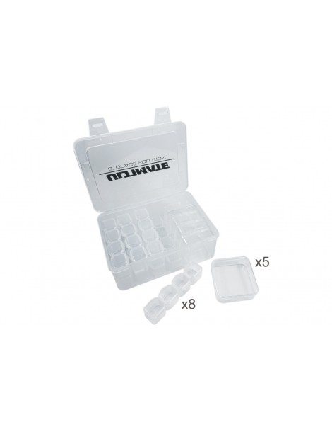 PLASTIC BOX W/ 5 MED & 32 SMALL INNER BOXES