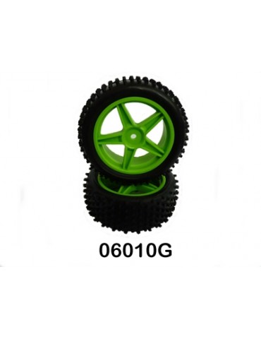 Front Wheel Complete- Buggy 1:10, 2pcs (Green)