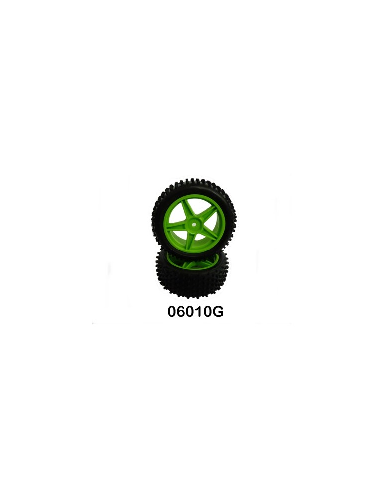Front Wheel Complete- Buggy 1:10, 2pcs (Green)
