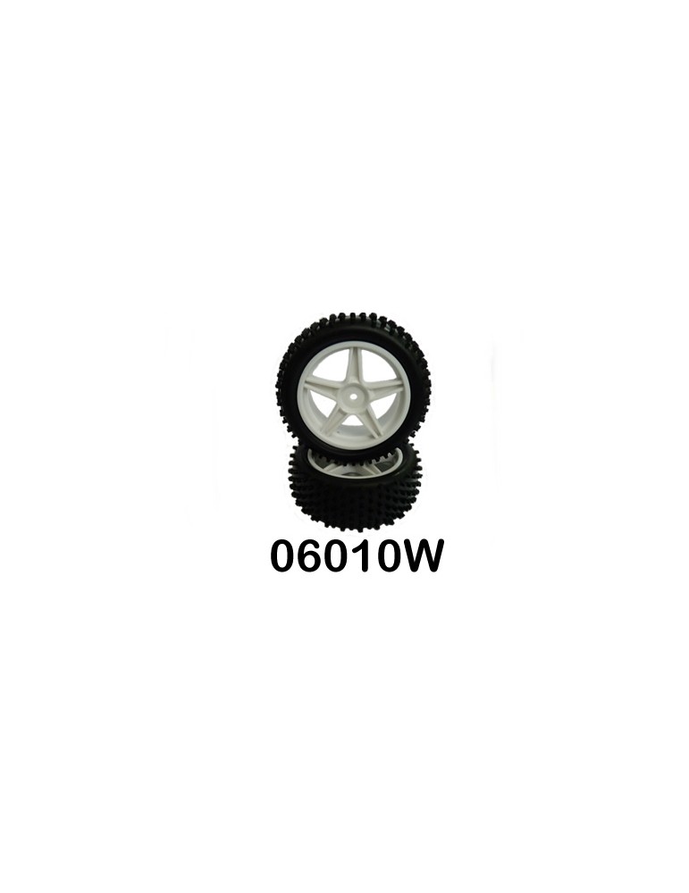 Front Wheel Complete- Buggy 1:10, 2pcs (White)