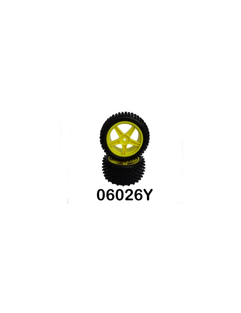 Rear Wheel Complete- Buggy 1:10, 2pcs (Yellow)