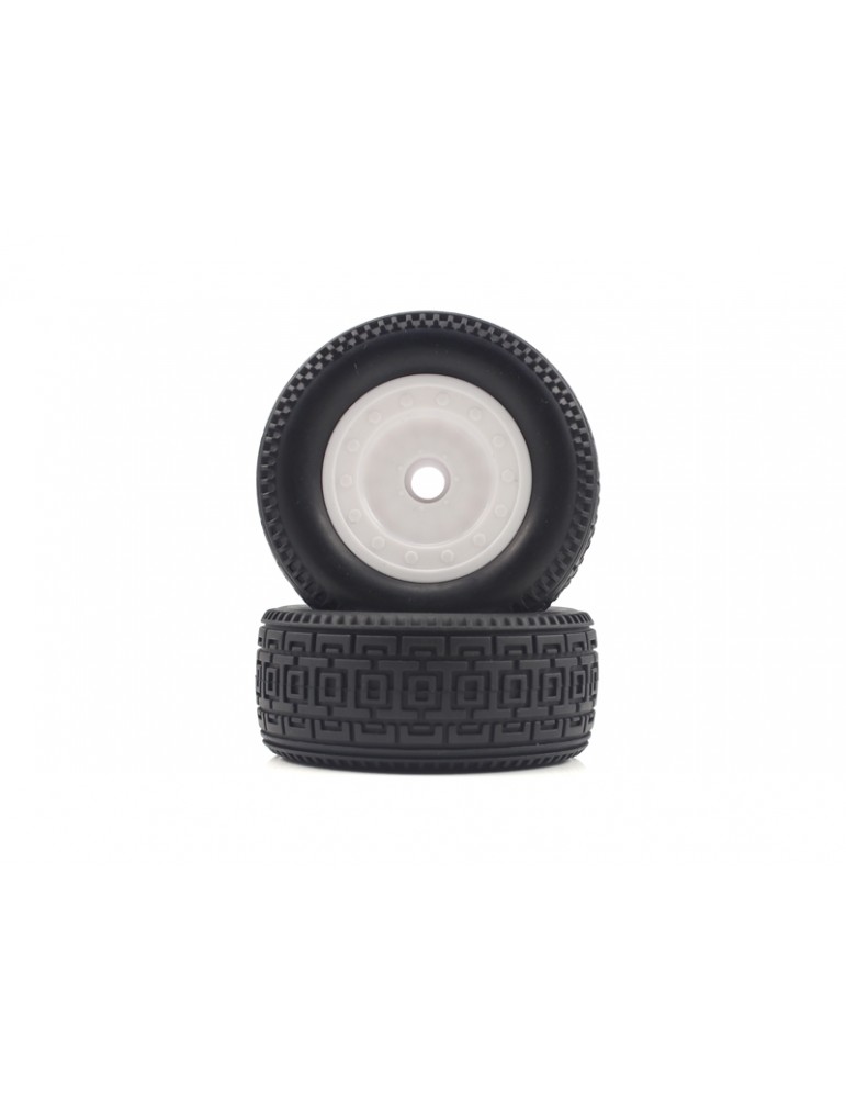 Short Course White Front Tires&Rims 2P
