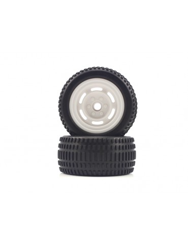 Truggy White Front Tires&Rims 2P