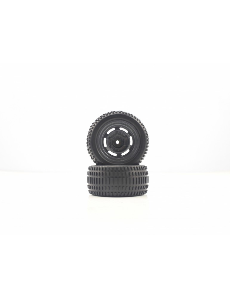 Truggy Black Rear Tires&Rims 2P