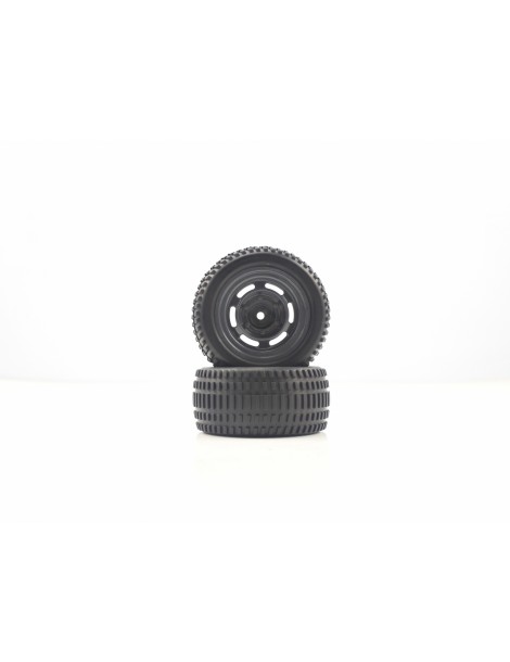 Truggy Black Rear Tires&Rims 2P