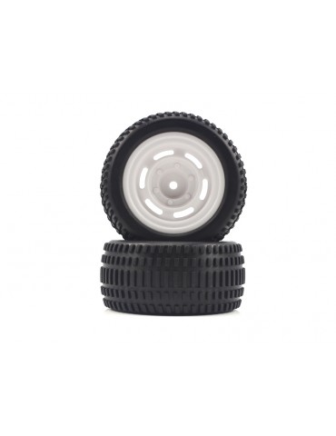 Truggy White Rear Tires&Rims 2P