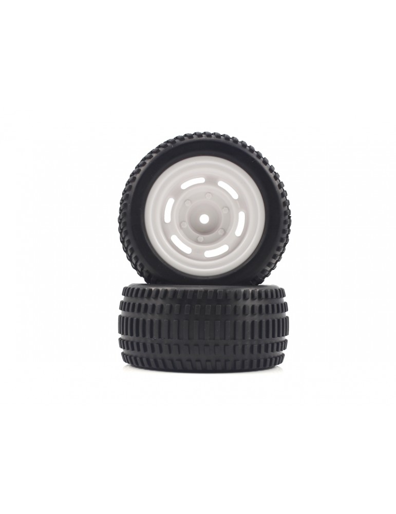 Truggy White Rear Tires&Rims 2P