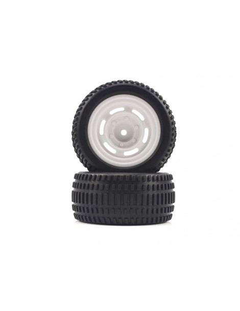 Truggy White Rear Tires&Rims 2P