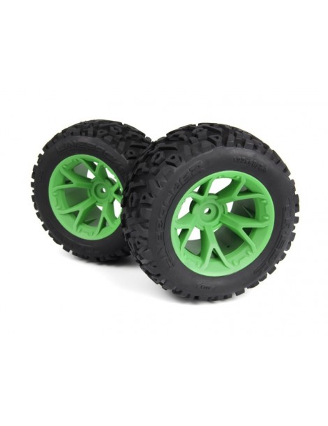 Mounted Linebacker Tire on MT Wheel (Green/2pcs)