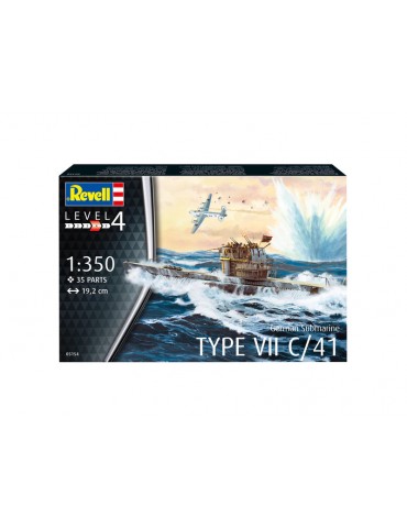 Revell VII C/41 vokiečių povandeninio laivo 1:350 pradedančiųjų rinkinys su dažais ir klijais