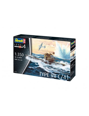 Revell VII C/41 vokiečių povandeninio laivo 1:350 pradedančiųjų rinkinys su dažais ir klijais
