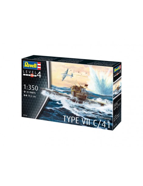 Revell VII C/41 vokiečių povandeninio laivo 1:350 pradedančiųjų rinkinys su dažais ir klijais