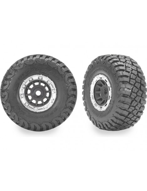 Traxxas 1.4" Gray & Chrome Wheels w/ BFG Mud-Terrain Tires (2)