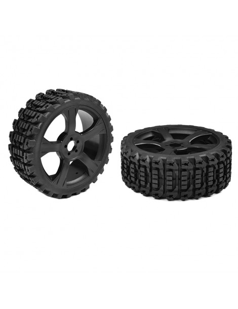 Off-Road 1/8 Buggy Tires - Xprit - Low Profile - Glued on Black Rims - 1 pair
