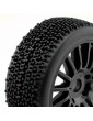 ROCKET 1 / 8 Pre glued BUGGY Tyres on black spokes wheels