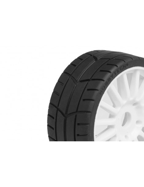 Challenge 1/8 Pre glued RALLY Tyres on whitek wheels