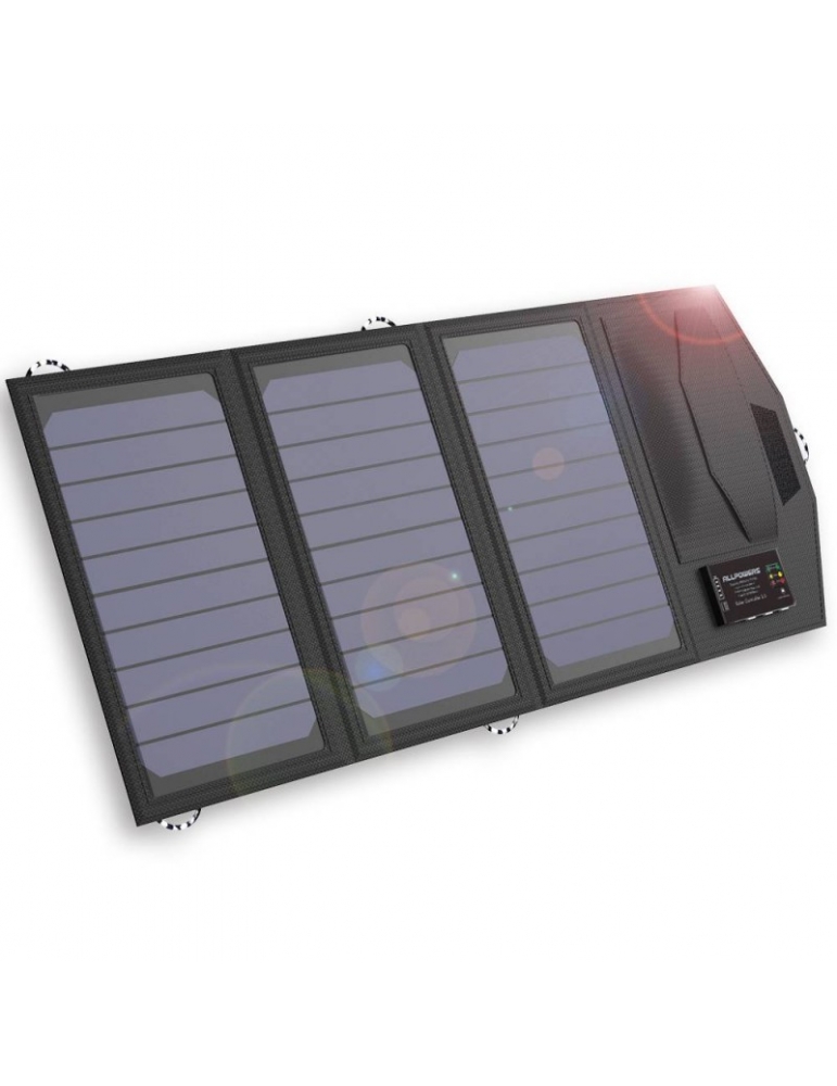 Saulės įkroviklis Allpowers AP-SP-014-BLA 15W su integruotu 10000mAh powerbank