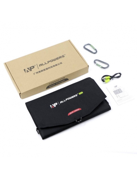 Saulės įkroviklis Allpowers AP-SP-014-BLA 15W su integruotu 10000mAh powerbank