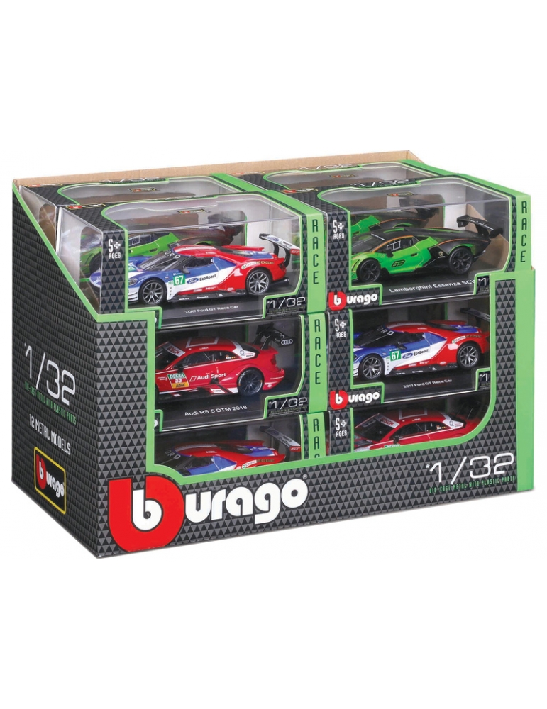 Bburago Race 1:32 automobilių modeliukų rinkinys 12 vnt.