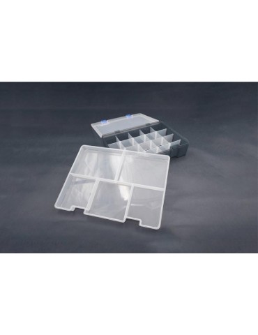 Dviejų sluoksnių detalių dėžutė 245×175×56 mm su įdėklu ir pertvaromis