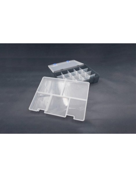 Dviejų sluoksnių detalių dėžutė 245×175×56 mm su įdėklu ir pertvaromis