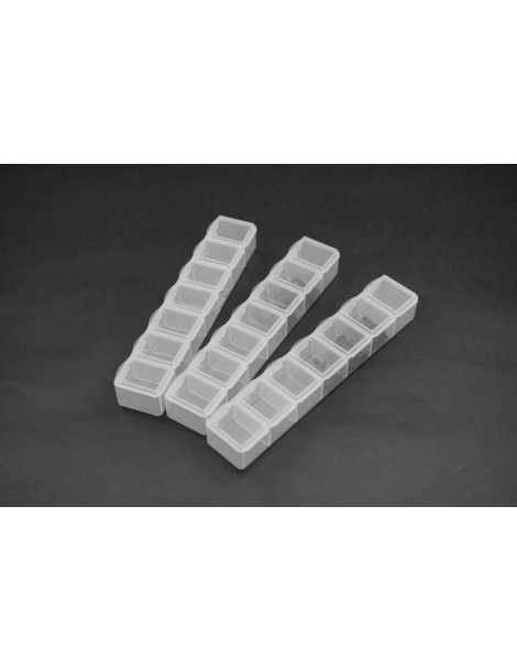 Detalių dėžutės su 7 skyriais 165×34×25 mm (3 vnt.)
