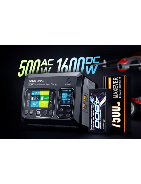 Įkroviklis SKY RC D750 MIX 1600W dvikanalis AC/DC RC akumuliatoriams