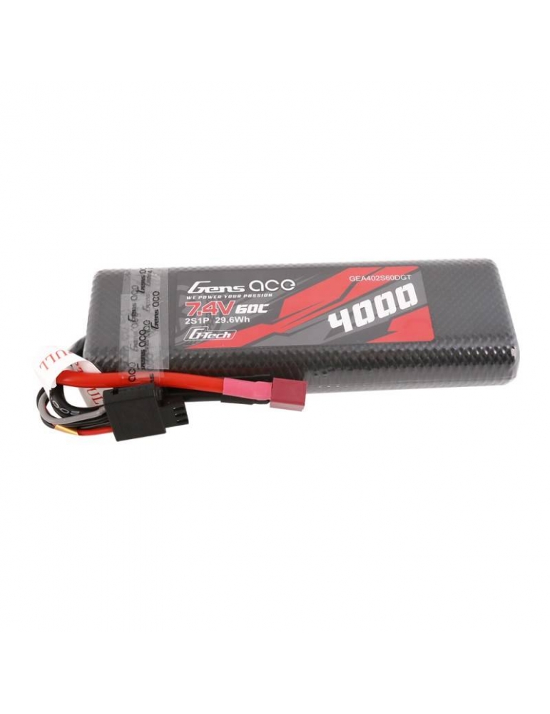 Gens Ace G-Tech 4000mAh 7.4V 60C 2S1P HardCase LiPo RC akumuliatorius su T-plug jungtimi