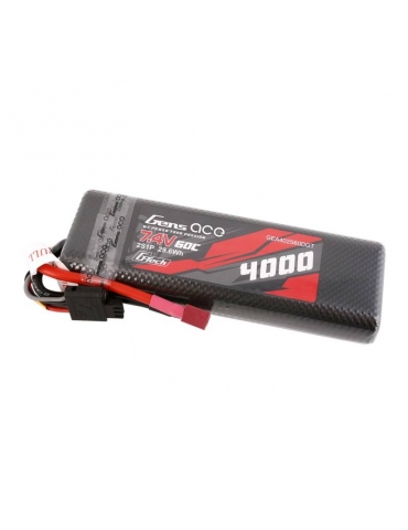 Gens Ace G-Tech 4000mAh 7.4V 60C 2S1P HardCase LiPo RC akumuliatorius su T-plug jungtimi