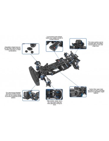 Team Associated DC10 RWD 1:10 mastelio RC drift modelis šasi komplektas