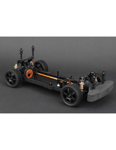 CARTEN T410 Rally 1:10 4WD RC touring važiuoklės rinkinys su aliuminio amortizatoriais ir rally padangomis