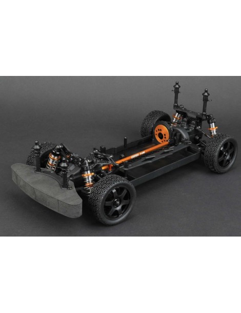 CARTEN T410 Rally 1:10 4WD RC touring važiuoklės rinkinys su aliuminio amortizatoriais ir rally padangomis