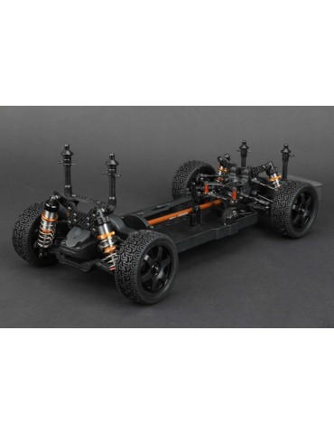 CARTEN T410 Rally 1:10 4WD RC touring važiuoklės rinkinys su aliuminio amortizatoriais ir rally padangomis