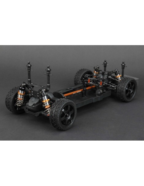 CARTEN T410 Rally 1:10 4WD RC touring važiuoklės rinkinys su aliuminio amortizatoriais ir rally padangomis