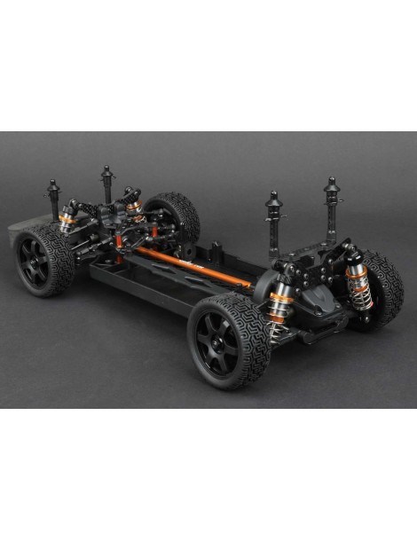 CARTEN T410 Rally 1:10 4WD RC touring važiuoklės rinkinys su aliuminio amortizatoriais ir rally padangomis