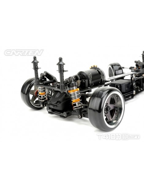 CARTEN T410D 1:10 RWD RC drift važiuoklės rinkinys iš anglies pluošto ir aliuminio