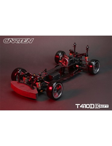 CARTEN T410D 1:10 RWD RC drift važiuoklės rinkinys iš anglies pluošto ir aliuminio