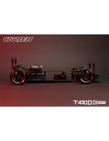 CARTEN T410D 1:10 RWD RC drift važiuoklės rinkinys iš anglies pluošto ir aliuminio
