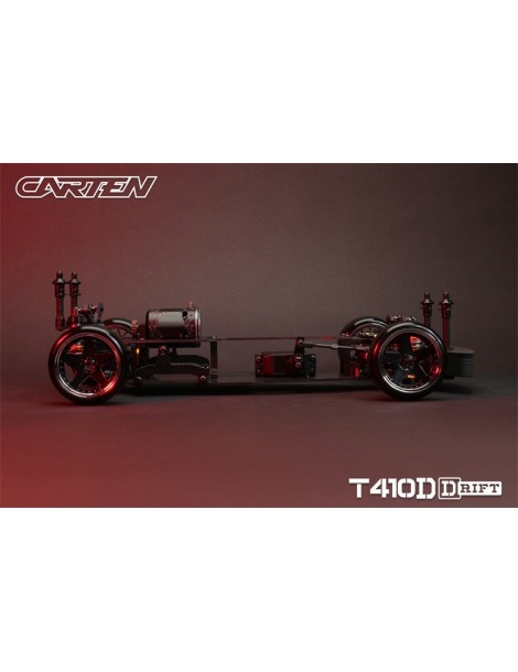CARTEN T410D 1:10 RWD RC drift važiuoklės rinkinys iš anglies pluošto ir aliuminio