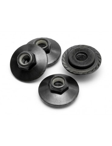 FLANGED LOCK NUT M5X8MM BLACK/4PCS)/CLOCKWISE