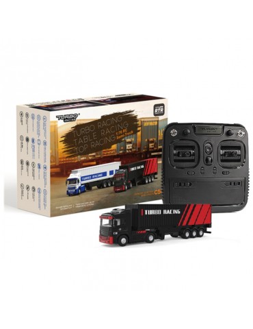 Turbo Racing 1/76 C50 RC Semi-Truck with trailer RTR (black)