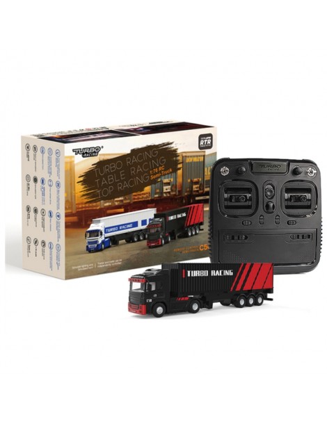 Turbo Racing 1/76 C50 RC Semi-Truck with trailer RTR (black)