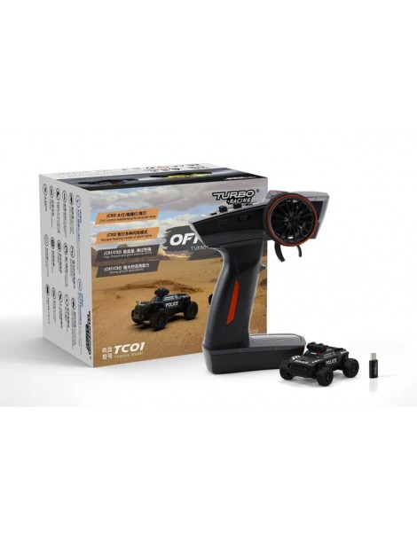 Turbo Racing 1/76 C82 Off-Road Police RC modelis 2WD juodas