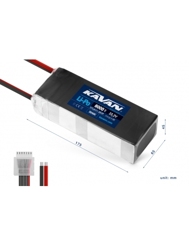 LiPo 22.2V 8000mAh 30/60C RC akumuliatorius 6S 177.6Wh