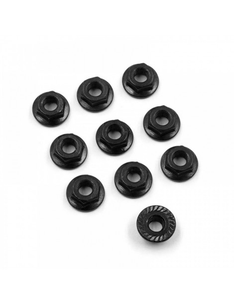 4mm Aluminium Serrated Lock Nut 10pcs (BK)