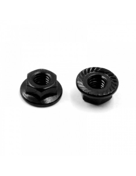 4mm Aluminium Serrated Lock Nut 10pcs (BK)