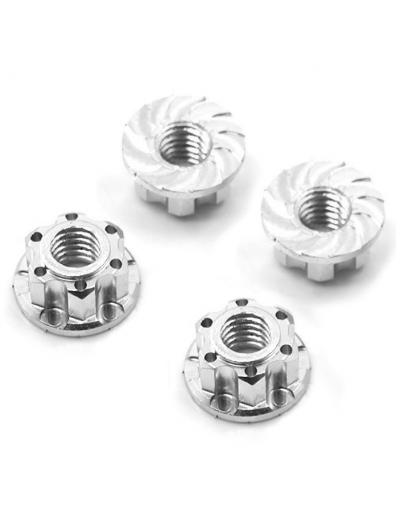 Aliumininės 4 mm fiksuojamos veržlės sidabrinės RC automobiliams